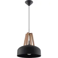Sollux Pendelleuchte CASCO schwarz/naturfarbenes Holz 1xE27 15W Stahl/Holz 85x30x30cm