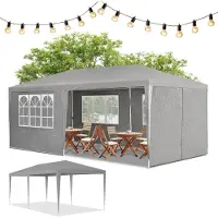 Juskys Partyzelt 3x6 m Grau mit Dach & Seitenwänden - 18 m² Sonnenschutz Outdoor