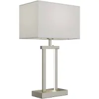 LINDBY Tischleuchte Sigurd, weiß, Stoff, Höhe 54cm, E27