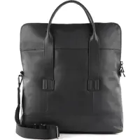Saddler Leder Schultertasche Laptoptasche mit Laptopfach Loge Shopper Black schwarz