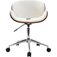 Miliboo - Design-Bürostuhl Weiß und Holz WALNUT