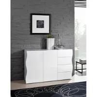 Möbelando Sideboard >Onda< in Weiß Hochglanz - 130x81,2x40cm (BxHxT)