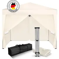 Kronenburg Faltpavillon 2x2m - Wasserfest, UV-Schutz 50+, 4 Seitenteile, champagner