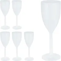 Relaxdays Weingläser Kunststoff, 6er Set, bruchfest & BPA-frei, 220 ml, Mehrweg Weißweingläser, Camping Weinkelche, weiß