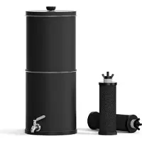 Kkmoon Wasserfiltrationsmaschine, 2,25 Gallonen Schwerkraft-Wasserfiltrationssystem, Wasserreiniger aus Edelstahl, Schwarz, ohne Ständer