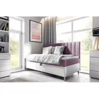 Fun-Möbel Boxspringbett Gästebett Kinderbett HELVI Nr.2 80x200cm Weiss-Rosa