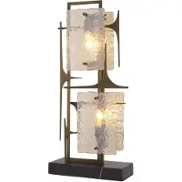 Casa Padrino Luxus Tischleuchte Antik Messing / Schwarz 32,5 x 15 x H. 72 cm - Elegante Schreibtischleuchte mit Marmorsockel und Glas Lampenschirmen - Luxus Leuchten - Luxus Möbel - Luxus Interior