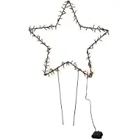 Linder Exclusiv GmbH LED Stern Leuchtstern Gartenstecker Lichterkette Erdspieß XL 140 LEDs warmweiss