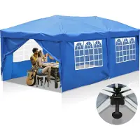 Aopunly Faltpavillon 3 x 6m Pop Up Pavillon Faltbar Gartenzelt, UV-Schutz 50+ Pavillons & Partyzelte, mit 4 Seiten Blau