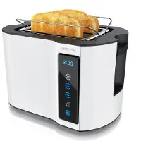 Arendo Toaster Wärmeisoliertes Doppelwandgehäuse, Display mit Restzeitanzeige, 2 kurze Schlitze, für 2 Scheiben, 800 W, Touchpanel, Brötchenaufsatz, 7 Bräunungsgrade