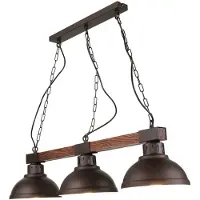 Licht-Erlebnisse Pendelleuchte Vintage "Hakon" Braun Holz Metall Holz 3-flammig Hängelampe Wohnzimmer Esstisch