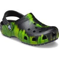 Crocs Classic Tie Dye Graphic Clog Kids Schwarz / Limette Punch Croslite Größe: 23/24 Normal