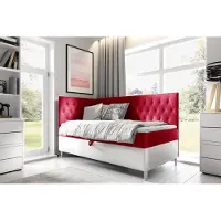 Fun-Möbel Boxspringbett Gästebett Kinderbett FINJA Nr.3 100x200cm Weiss-Rot Seite Links