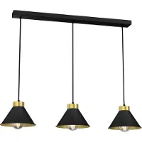 Licht-Erlebnisse Hängeleuchte Schwarz Gold Metall 3 flammig E27 verstellbar Vintage Hängelampe Esszimmer