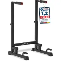 DH FitLife Dip Barren Dipständer 9-fach verstellbar (100-130cm) - Kraftstation für Zuhause, Calisthenics & Krafttraining Parallettes