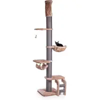 Canadian Cat Company Kratzbaum Lofty · XXL Kratzturm mit Deckenspanner · Cappuccino · ca. 57 x 57 x 250-275 cm
