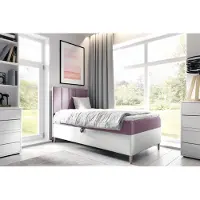 Fun-Möbel Boxspringbett Gästebett Kinderbett HELVI Nr.1 80x200cm Weiss-Rosa