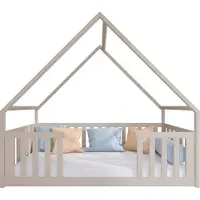 Mirjan 24 Kinderbett mit schubladen Bee, Hausbett, Lattenrost Flex aus Buchensperrholz (Farbe: Cashmere, Größe: 90x200 cm)