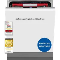 Exquisit Einbaugeschirrspüler, Vollintegrierte Spülmaschine, 14 Maßgedecke, Besteckschublade, Aquastop, Automatischer Türöffner, EGSP9614-E-031B inox