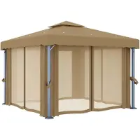 vidaXL Möbel Garten-Pavillon Wasserdicht Design - Pop-Up-Partyzelt/ Festzelt - mit Vorhang 3x3 m Taupe Aluminium Top6660782