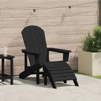 vidaXL Desgin Adirondack-Stuhl mit Fußstütze Schwarz HDPE - Gartenstühle 42006631