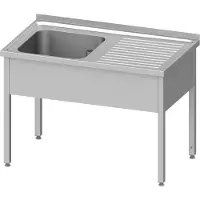 Stalgast Spültisch ohne Grundboden 1000x600x850 mm, mit einem Becken links, mit Aufkantung, verschweißt