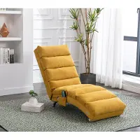 OKWISH Massagesessel Indoor mit Fernbedienung Relaxsessel Posterstuhl Loungesessel mit 5 Modi für Schlafzimmer, Büro, Wohnzimmer Senfgelb