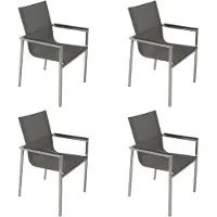 Degamo Gartensessel MELBOURNE Edelstahl + Kunstgewebe, stapelbar (4er Set)