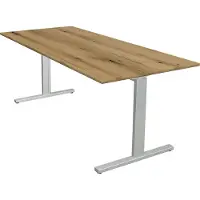 Theo Kerkmann Büromöbelfabrik GmbH & Co. KG Kerkmann Schreibtisch Form 2 180x80x70-82 cm T-Fuß Alusilber asteiche