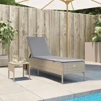 Prolenta Maison Exclusive - Sonnenliege mit Tisch und Auflage Beige Poly Rattan