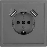 ETT Schutzkontakt-Steckdose McPower "Shallow", 2x USB-A - 5V/2,1A, anthrazit, matt
