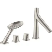 Hansgrohe AXOR Starck Organic 4-Loch Wannenrandarmatur mit Thermostat, 2 Verbraucher, 12425800, Farbe: Stainless Steel Optic