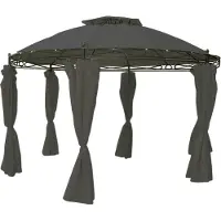 Linder Exclusiv GmbH Pavillon rund Ø350cm Festzelt Garten wasserdicht inkl. Seitenteile steingrau