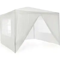 VCM Pavillon | Maße ca. 3x3 m | wasserabweisende 110g / m² PE Plane | Partyzelt | Gartenzelt mit 4 Seitenteile | Weiß