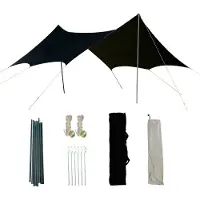 Lixada Campingzelt, Partyzelt im Freien, Picknickausrüstung, 4,4 x 3,4 x 2,2 m, Sonnen- und Windschutz, geeignet für Camping, Strand, Garten,Schwarz