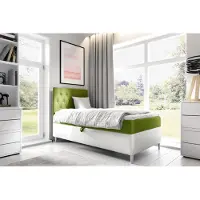 Fun-Möbel Boxspringbett Gästebett Kinderbett FINJA Nr.1 100x200cm Weiss-Grün