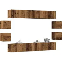 vidaXL "Rabatt" 8-tlg. TV-Schrank-Set - Hängend Wohnwand Modern - Wandmontage Altholz-Optik Holzwerkstoff - TV-Schränke CC12261
