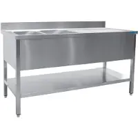 Saro Spültisch mit 2 Becken links 1200x600x850mm Grundboden und Aufkantung