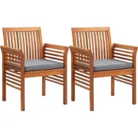 vidaXL "2026 Promotion" Garten-Essstühle mit Sitzpolster 2 Stk. - Hohe Qualität - Akazie Massivholz - Gartenstühle CC26444