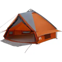 vidaXL Teepee Zelt für 6 Personen Grau und Orange 431 x 366 x 185 cm