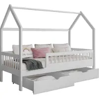 Mirjan 24 Kinderbett Gaja 90, Kinderzimmer Bett mit zwei Bettschubladen, Lattenrost, Holzkonstruktion (Farbe: Weiß, Größe: 90x200 cm)