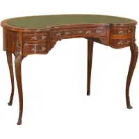 Casa Padrino Luxus Barock Schreibtisch Dunkelbraun / Hellbraun / Grün - Handgefertigter Mahagoni Schreibtisch mit 5 Schubladen - Edle Barock Büro Möbel