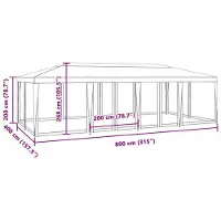 vidaXL Eleganter Möbel Partyzelt mit 12 Mesh-Seitenteilen Weiß 8x4 m HDPE - Campingzelte 3025510