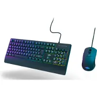 Hama Koop 320 2in1, Kabelgebunden, USB, QWERTZ, RGB-LED, Schwarz, Maus enthalten