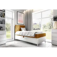 Fun-Möbel Boxspringbett Gästebett Kinderbett FINJA Nr.1 100x200cm Weiss-Gelb