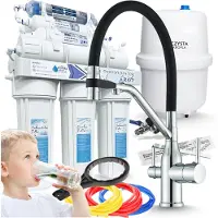 ARI Wasserfilter Set RO7 mit 3-Wege Küchenarmatur Magneto Chrom, 7-stufige Umkehrosmose, Mineralisierung