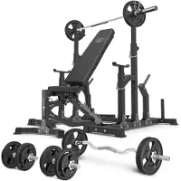 Marbo-sport Marbo Sport - Set MS11_2.0_83KG_G | Doppelseitig verstellbare Hantelbank + verstellbare Ständer + Stangen- und Hantelscheiben gummiert Set 83 kg