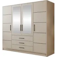 Mirjan 24 Kleiderschrank Bali D4, Drehtürenschrank, Garderobe mit Drehtüren, Spiegel und Schubladen, Schlafzimmer (Farbe: Cashmere)