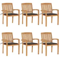 vidaXL Möbel Stapelbare Gartenstühle mit Kissen 6 Stk. Massivholz Teak 2023