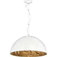 Licht-Erlebnisse Hängelampe SIMI Weiß Gold Metall rund E27 Modern Design Esstisch Esszimmer Leuchte Wohnzimmer Pendelleuchte